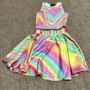 OMighty Rainbow Skater Skirt Crop Top SET